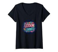 Femme Logo de la leçon apprise T-Shirt avec Col en V