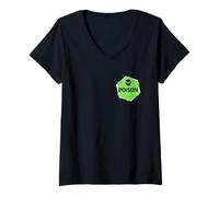 Femme Logo de Poche Vert Poison Design T-Shirt avec Col en V