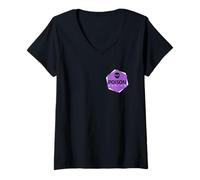 Femme Logo de Poche Violet Poison Design T-Shirt avec Col en V