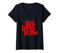 Femme Logo du Film d'horreur Evil Dead Burn Halloween T-Shirt avec Col en V