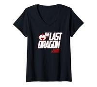 Femme Logo Manga The Last Dragon T-Shirt avec Col en V