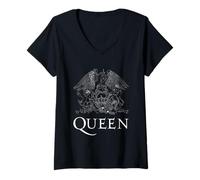 Femme Logo officiel de la reine classique blanc T-Shirt avec Col en V