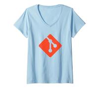 Femme Logo Officiel Git Orange T-Shirt avec Col en V