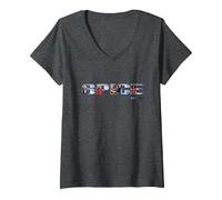 Femme Logo Officiel Spice Girls Wannabe T-Shirt avec Col en V, Chiné Foncé, S