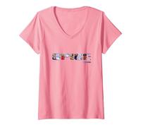 Femme Logo Officiel Spice Girls Wannabe T-Shirt avec Col en V, Rose, XXL