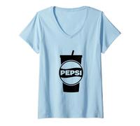 Femme Logo Pepsi Ice Cold Retro Snow Graphique Net et rafraîchissant T-Shirt avec Col en V