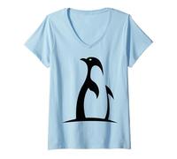 Femme Logo Pingouin T-Shirt avec Col en V