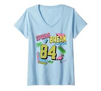 Femme Logo Spring Break Design rétro 1984 T-Shirt avec Col en V