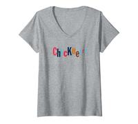 Femme Logo torsadé Multicolore Chuck Berry T-Shirt avec Col en V