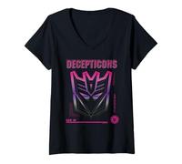 Femme Logo Transformers & Deceptiçons, génération 01 T-Shirt avec Col en V