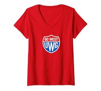 Femme Logo UWG Wolves Go West Shield de l'Université de Géorgie Occidentale T-Shirt avec Col en V