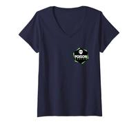 Femme Logo Vert de Poche négative Poison Design T-Shirt avec Col en V