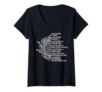 Femme Loi de l'Attraction Affirmation Cerveau Floral Bouddhisme T-Shirt avec Col en V