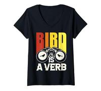 Femme L'oiseau est Un verbe T-Shirt avec Col en V