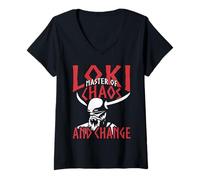 Femme Loki Master of Chaos Mythologie Nordique Loki T-Shirt avec Col en V