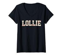 Femme Lollie Era Floral Best Lollie Ever Mother's Day Grandma T-Shirt avec Col en V