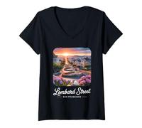 Femme Lombard Street San Francisco T-Shirt avec Col en V