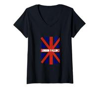 Femme London Falling/Grande-Bretagne en déclin/Patriot Free Speech UK T-Shirt avec Col en V