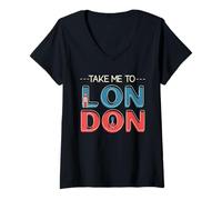 Femme Londres est Toujours Une Bonne idée UK GB T-Shirt avec Col en V