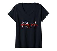 Femme Londres Skyline Drapeau J'aime Angleterre I Love London T-Shirt avec Col en V