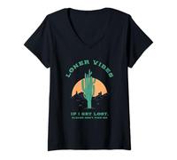 Femme Loner Vibes Si Je me perds, s'il Te plaît, ne me Trouve Pas (Désert) T-Shirt avec Col en V