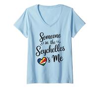 Femme Long Distance Someone in The Seychelles Loves Me T-Shirt avec Col en V