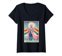 Femme Long Live The Drag-Queen Carte de tarot humoristique Squelette LGBT Gay T-Shirt avec Col en V