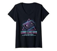 Femme Long Live VHS Retro 80s Nostalgie Funny Throwback Old School T-Shirt avec Col en V