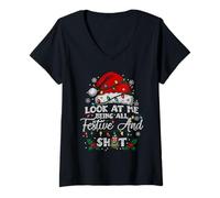 Femme Look at Me Being All Sapin de Noël Assorti pour la Famille T-Shirt avec Col en V