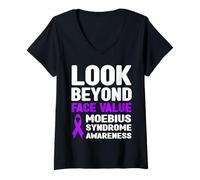 Femme Look Beyond Face Value Sensibilité au Syndrome de Moebius T-Shirt avec Col en V