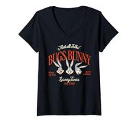 Femme Looney Tunes Bugs Bunny That's All Folks T-Shirt avec Col en V