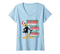Femme Looney Tunes Daffy Duck Bah Humbug T-Shirt avec Col en V