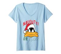 Femme Looney Tunes Daffy Naughty Or Nice T-Shirt avec Col en V