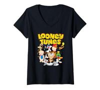 Femme Looney Tunes Group Under Logo T-Shirt avec Col en V