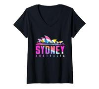 Femme L'opéra de Sydney avec Motif géométrique coloré T-Shirt avec Col en V