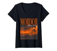 Femme Lord of The Rings Mordor Mount Doom T-Shirt avec Col en V