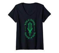 Femme Lords of Atlantis Aquaman Trident Circle Emblème T-Shirt avec Col en V