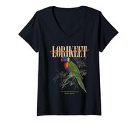 Femme Loriquet Arc-en-Ciel Vintage pour Observer Les Oiseaux T-Shirt avec Col en V