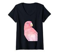 Femme Lory Rouge (EOS Bornea) Aquarelle Perroquet Portrait T-Shirt avec Col en V