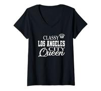 Femme Los Angeles City Queen : Los Angeles City Déguisement pour femme T-Shirt avec Col en V