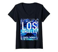 Femme Los Angeles Sunset Boulevard, Santa Monica T-Shirt avec Col en V