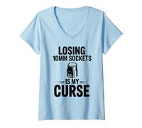 Femme Losing 10MM Sockets is My Curse Car Guy Humour Car Mechanic T-Shirt avec Col en V