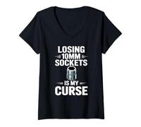 Femme Losing 10MM Sockets is My Curse Car Guy Humour Car Mechanic T-Shirt avec Col en V