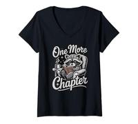 Femme Lost in a Good Book Raccoon Reading Book Lover Lover Art T-Shirt avec Col en V