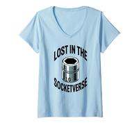 Femme Lost in The Socketverse Prise de Courant 10 mm T-Shirt avec Col en V