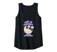 Femme Lost in Thought Froudly Daydreaming Cat Kawaii Art Débardeur