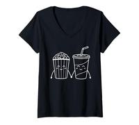 Femme Lot de 2 boîtes à goûter pour Popcorn et Soda T-Shirt avec Col en V