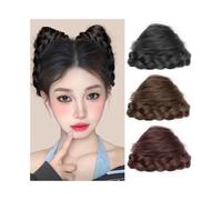 Femme Lot de 2 chignons synthétiques tressés avec oreilles de chat et cordon de serrage for femmes et filles Facile à utiliser(Dark Brown)