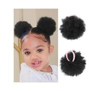 Femme Lot de 2 extensions de queue de cheval synthétiques for enfants, chignons afro bouclés et crépus Facile à utiliser