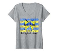 Femme Loud-n-Proud Volleyball Aunt Funny Volleyball Auntie Rose T-Shirt avec Col en V